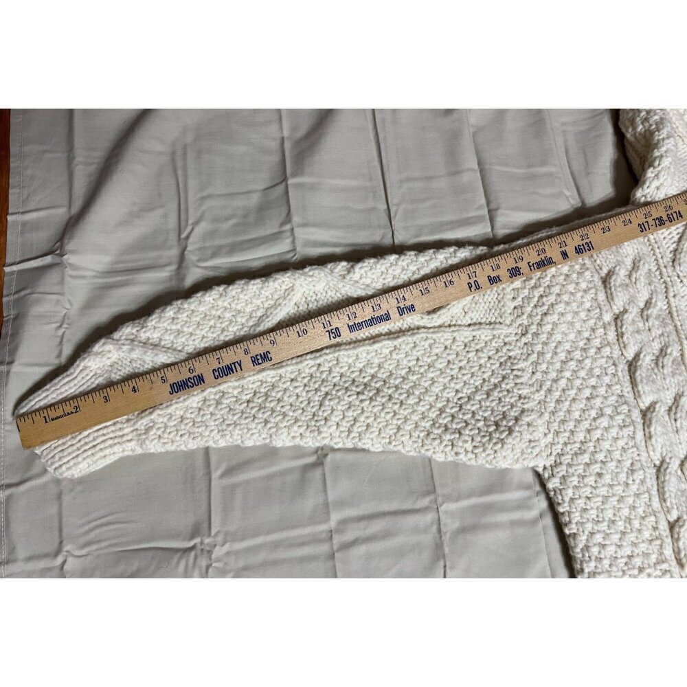 Native Knit Women's Medium Hand-Knit Wool Cable Knit Hooded Sweater Cardigan Wit - Picture 10 of 10